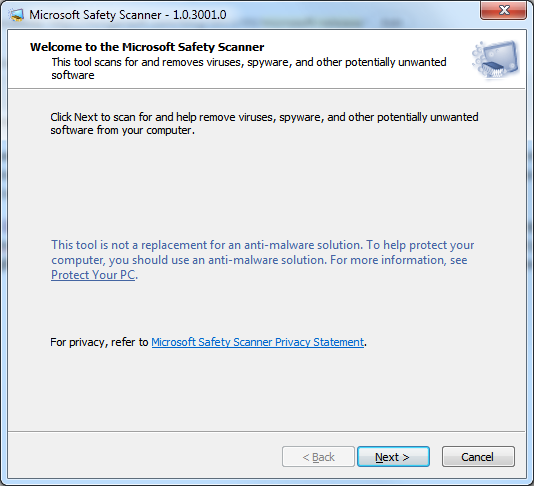 microsoft safety scanner files infected