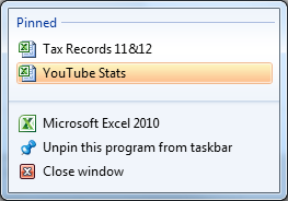 pinned excel files disappear